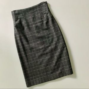 High Waist Grey Gray Plaid Pencil Skirt
